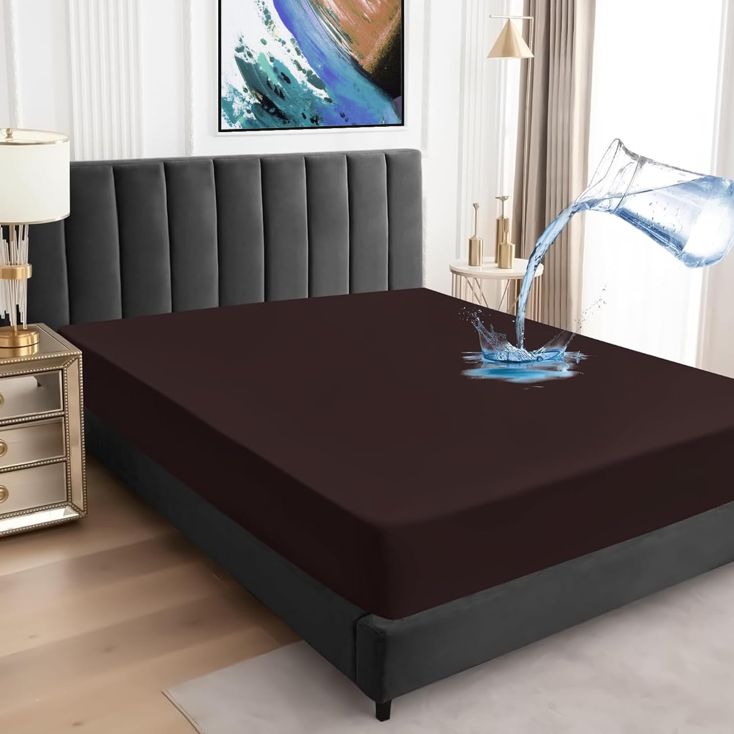 BeyBee 100% Waterproof Premium Cotton Terry Mattress Protector | Breathable, Hypoallergenic, Washable & 2X Absorbency | Ultra Soft Easy Elastic Fitted Bed Protector (Size-78 * 60, Chocolate)