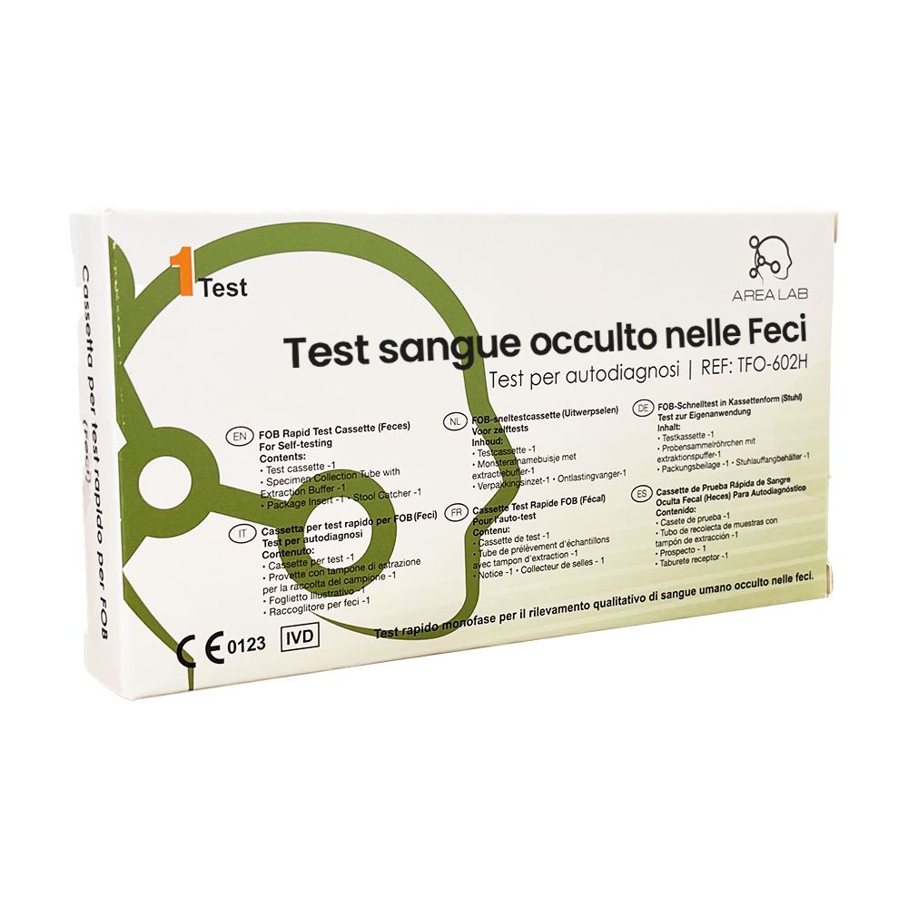 Test Sangue Occulto nelle Feci | Test FOB | Test Colon Retto | Certificato  CE0123 | Accuratezza 99,1% | Risultato in 5 Minuti | Sigillato e Sterile
