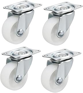 EuisdanAA Kółka obrotowe 1,5" Nylon z górną płytą 360 stopni Pojemność 44LBS na wózki meblowe Stół warsztatowy, biały, zestaw 4 szt.(Ruedas giratorias de nailon de 1,5" con placa superior de 360 ​​g