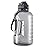 GEMFUL 2 Liter Water Bottle with Time Marker & Handle 64oz Large Motivational Jug for Gym Workouts No Straw Leak Proof BPA Free (Grey)