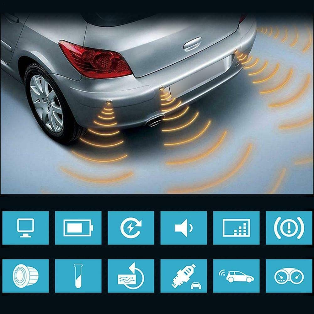 Riloer Kit de sistema de detector de radar de estacionamiento de marcha atrás para coche, pantalla digital LCD + 4 sensores de respaldo de visión trasera + caja de control digital para coches