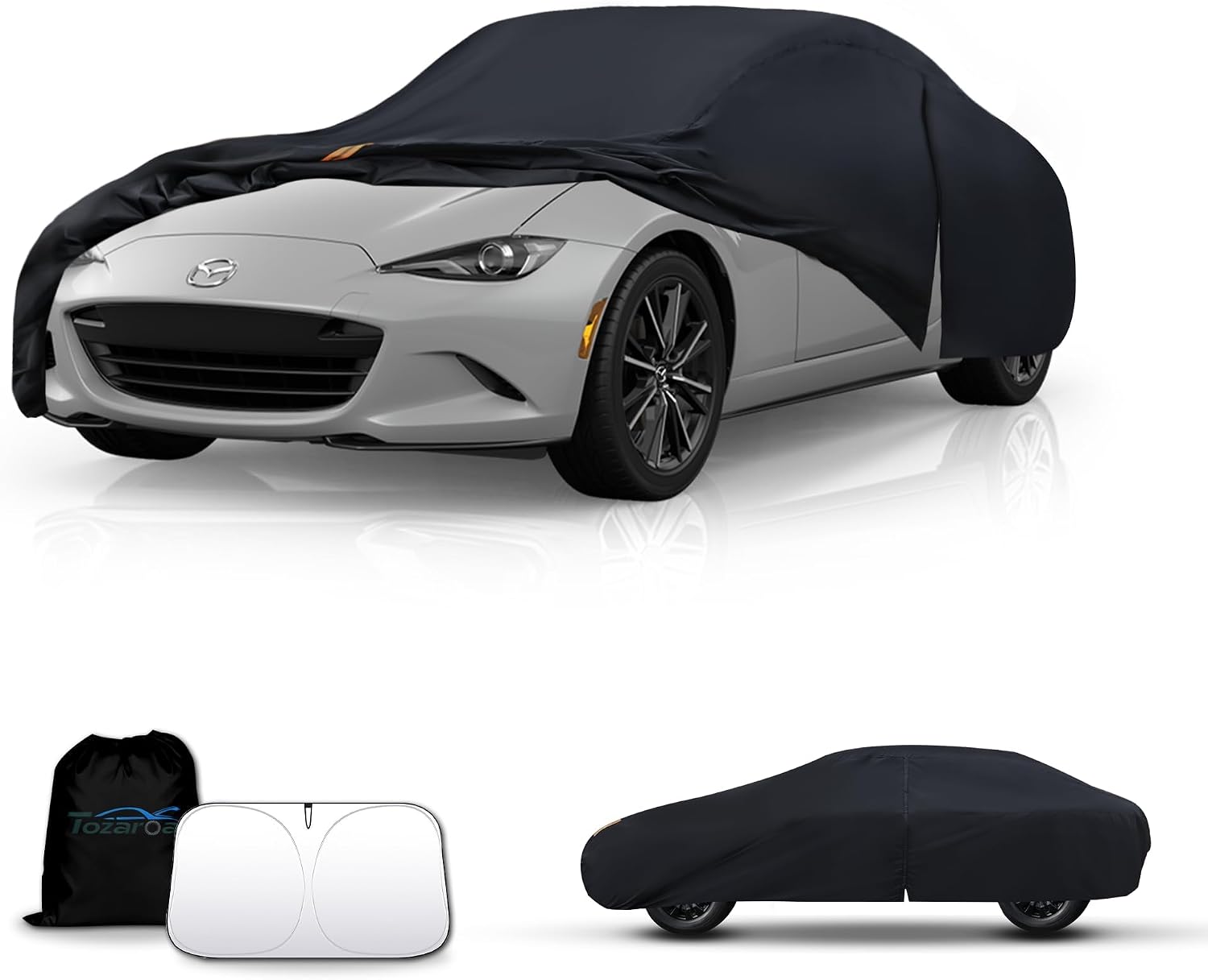 Car Cover Waterproof All-Weather,Outdoor Full Exterior Car Covers for Automobiles Coupe (Length up to 165 inch) with Windshield Sun Shade Universal Fit MX-5(Miata),Honda S2000 Z3,etc