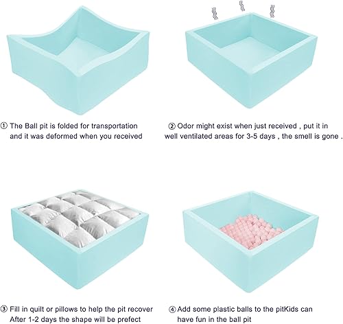 Miniatura 6 de TRENDBOX Piscina de bolas para niños, de espuma viscoelástica, para niños pequeños, bebés, pelotas no incluidas, color azul claro