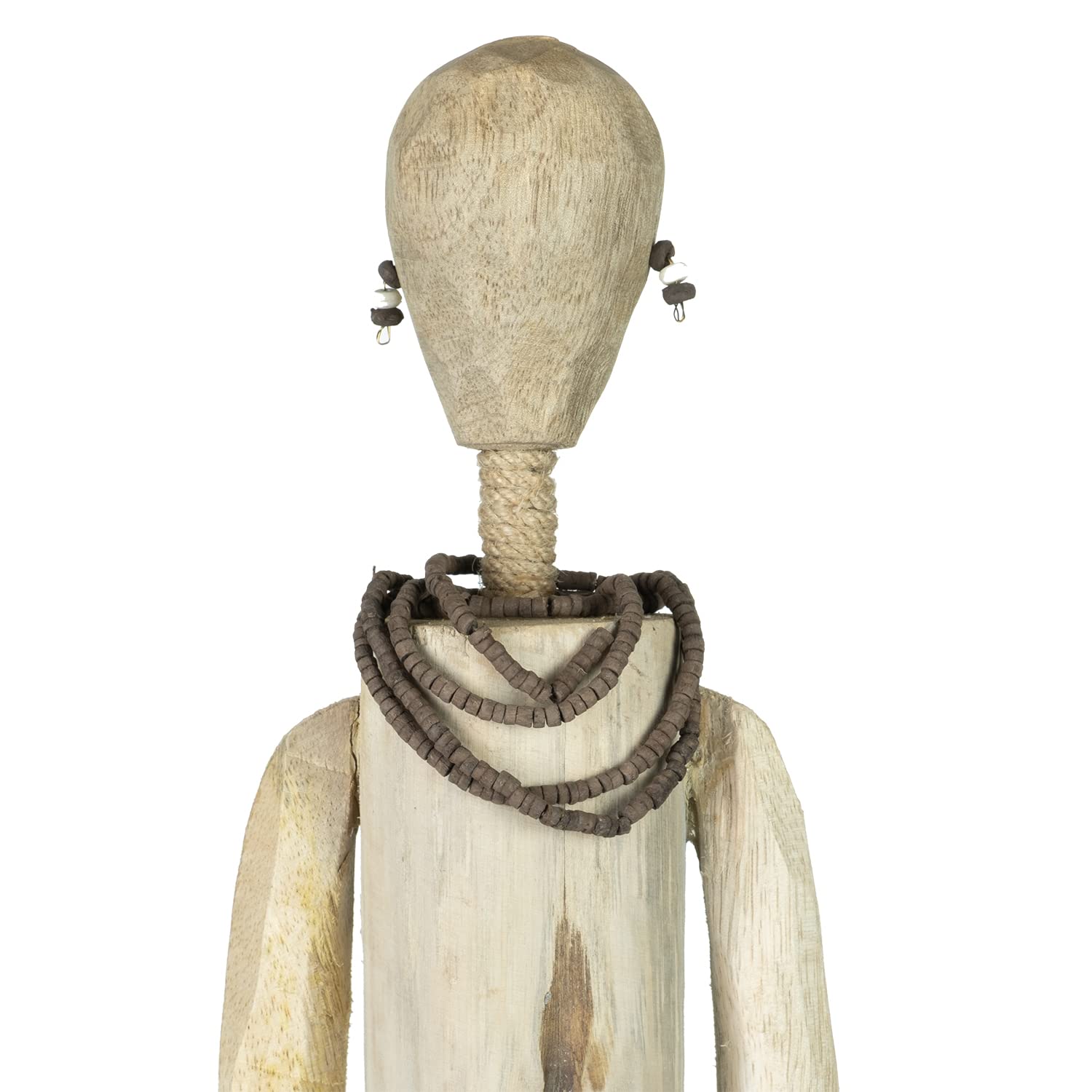 Moritz Ritual Afrikanische Figur 69,5 cm braun – Mangoholz Skulptur Afrika | Handgeschnitztes Unikat aus Naturholz auf Sockel, groß gewachsener Blickfang für Wohnzimmer, Flur, Regal oder Sideboard