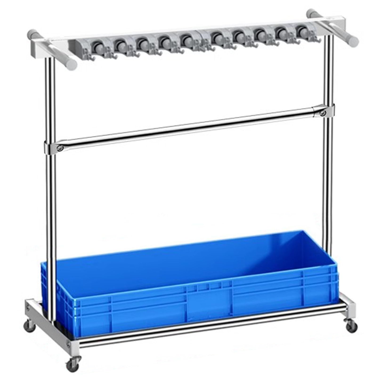 Stojący wieszak na mopa, uchwyt na miotłę, zwijany, 122 cm wysokości, stojak na mopa, organizer na narzędzia ogrodowe, do garażu, do domu, pralni, szkół, hoteli