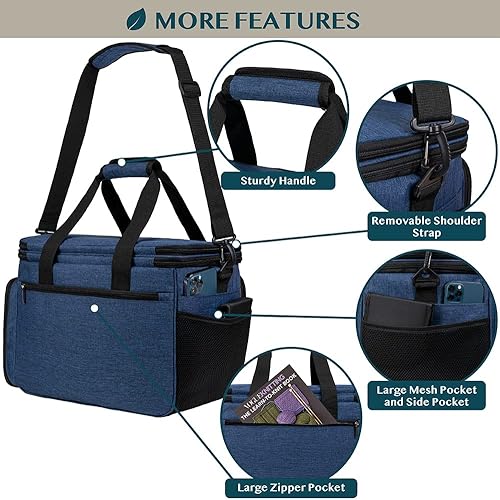 Miniatura 4 de PAVILIA Bolsa de tejer Bolsa de almacenamiento de hilo, Bolsa organizadora de ganchillo grande, Soporte de almacenamiento de hilo para tejer de