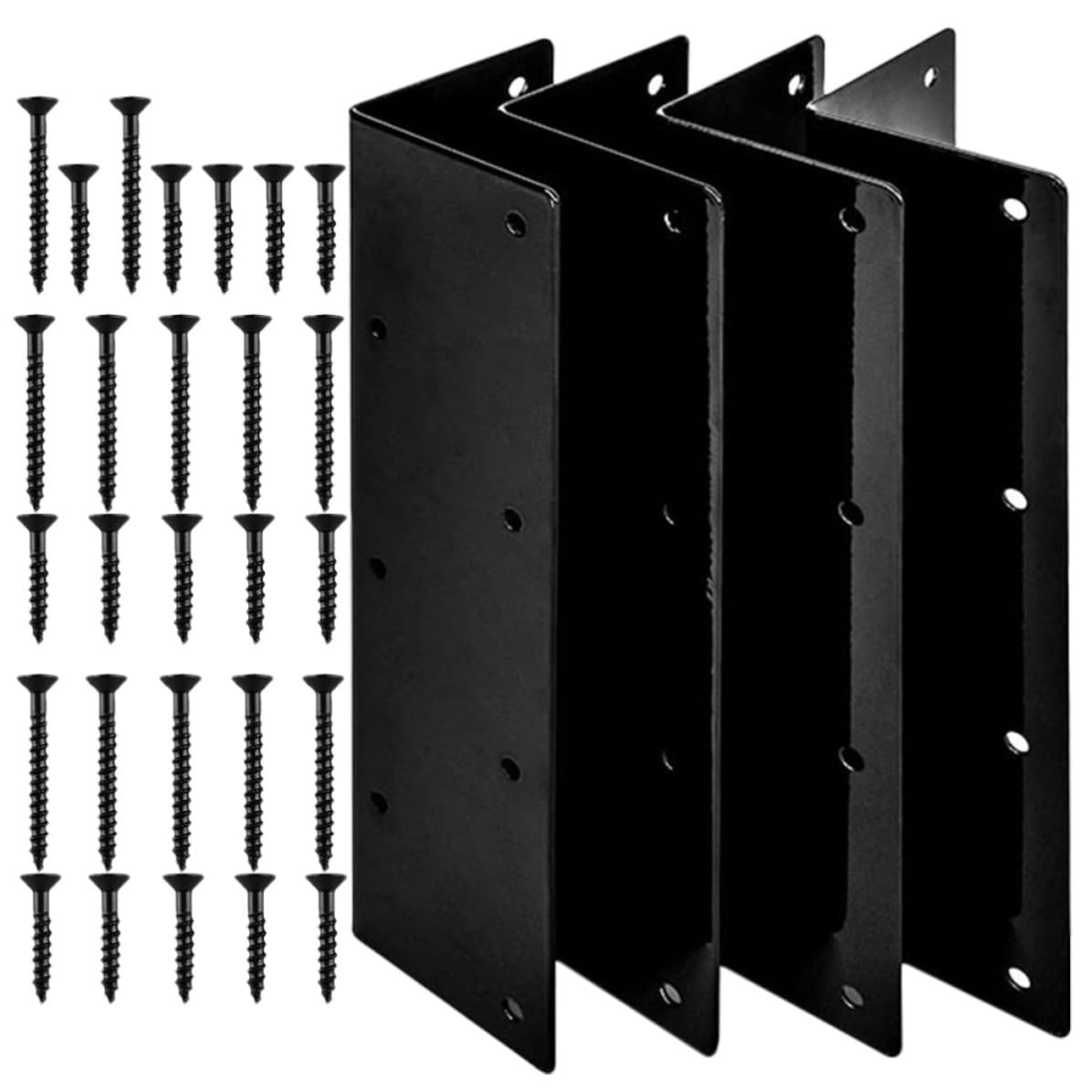 Juego de 4 Soporte Angular de Esquina, Acero Negro, Ángulo Recto
