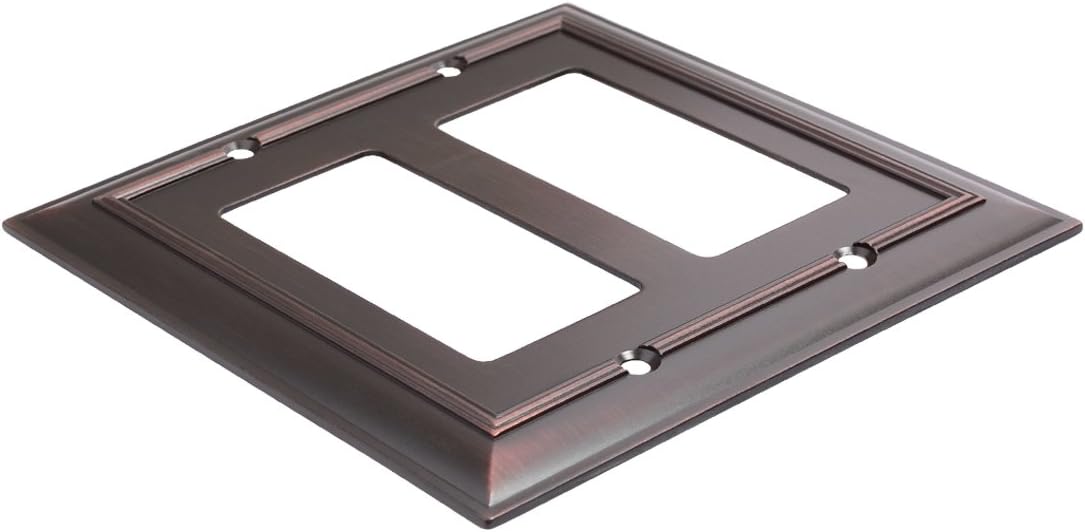 Amazon Basics Double Gang Light Switch Wall Plate, Oil Rubbed Bronze, Set of 2