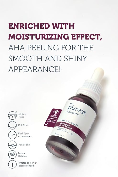 The Purest Solutions، AHA & BHA Revitalizing & Skin Tone Synchronizer Red Peeling Skin Care Serum 30 مل (Aha 10% + Bha 2%)