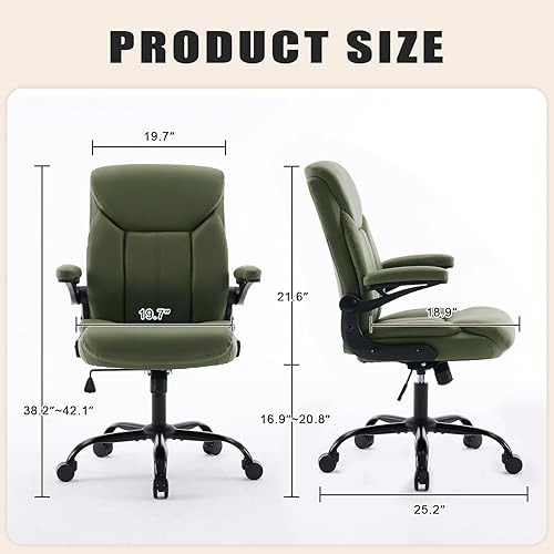 Miniatura 2 de Silla de oficina, silla ergonómica para computadora con brazos abatibles, sillas de escritorio para el hogar, cómoda piel sintética, soporte