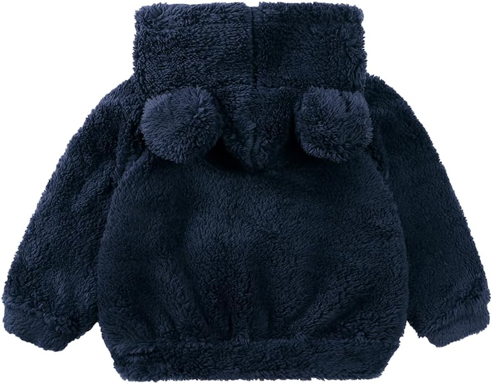 Newborn Infant Baby Boys Girls Cartoon Fleece Hooded Jacket Coat with Ears Warm Todder Kids Outwear Coat Zipper Up 0-6Y - Image 2