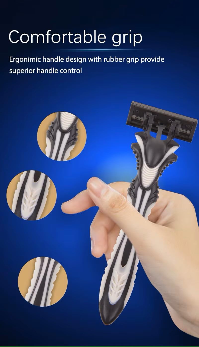 Max Speed 5 Stainless Steel Razors Blades, A Series for Men Shaving, with Lubricated Strip and Ergonimic Handle for Superior Handling Control, 3 Pack. - Image 5