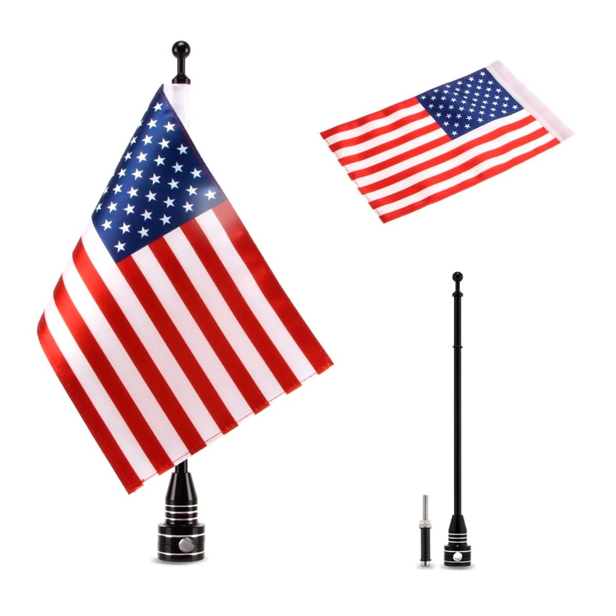Kit Drapeau Américain Pour Harley-Davidson - Support Aluminium Pour Porte-bagages Ou Barres De Protection