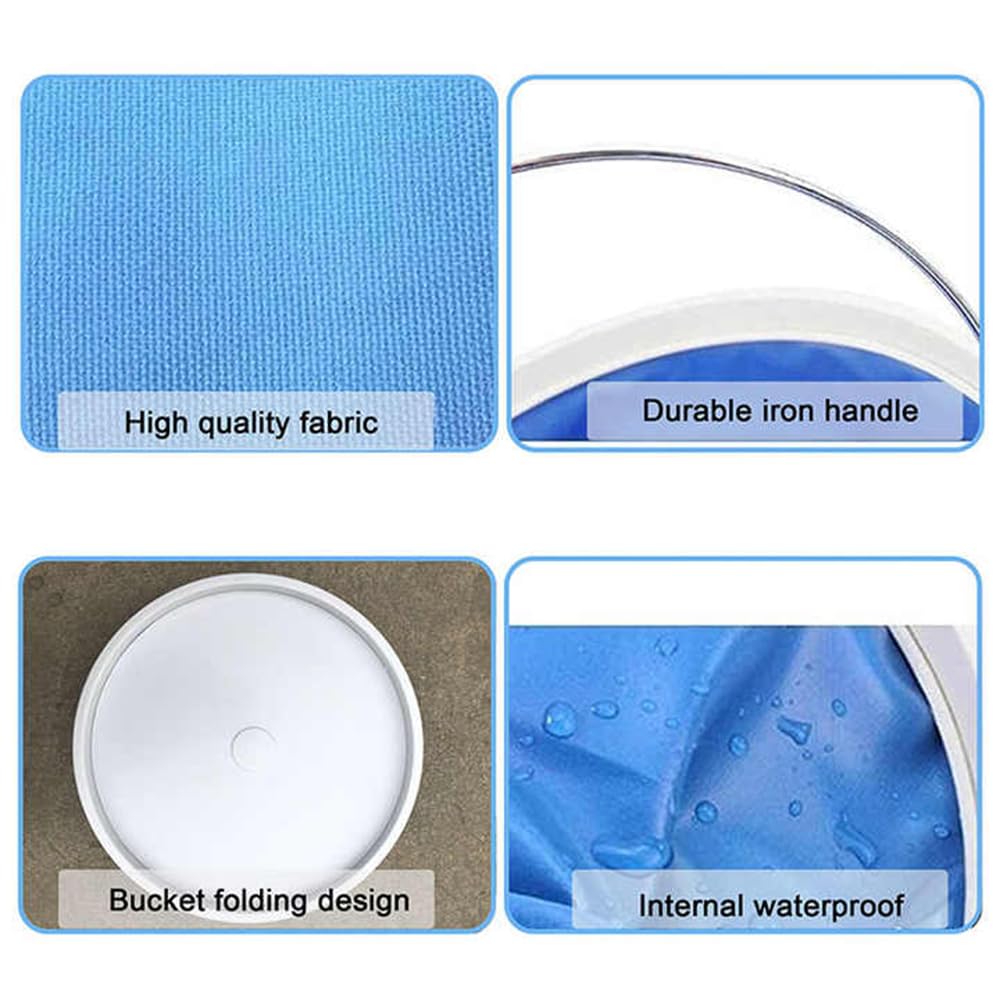 Secchio Pieghevole Per Acqua Da 13L - Blu, Ideale Per Campeggio, Giardinaggio E Lavaggio Auto - Foto 5