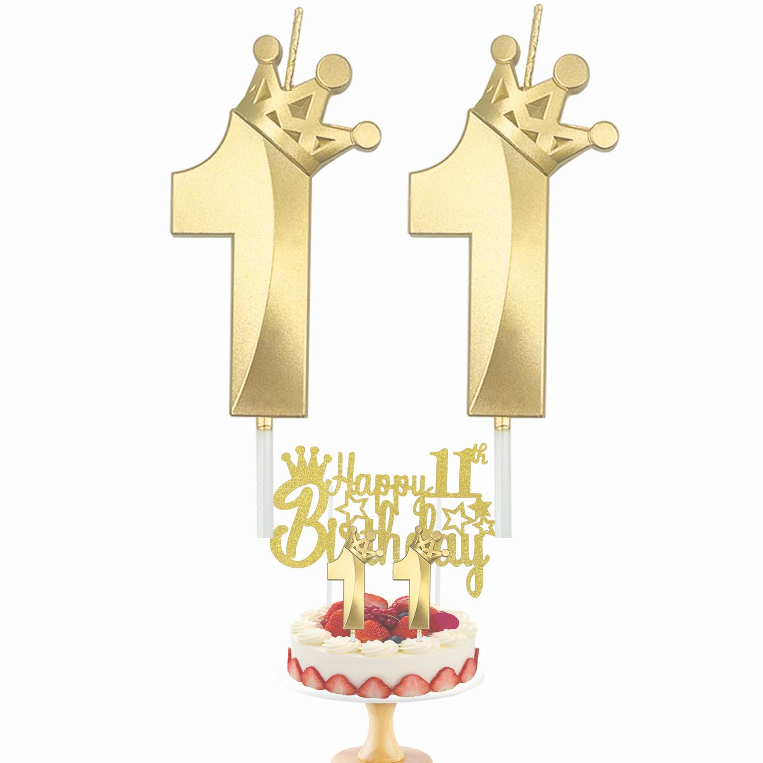 Crown Number 11th Birthday Candle Happy Birthday Cake Topper Happy Birthday Number Candle for Cake Birthday Anniversary Kids Adults