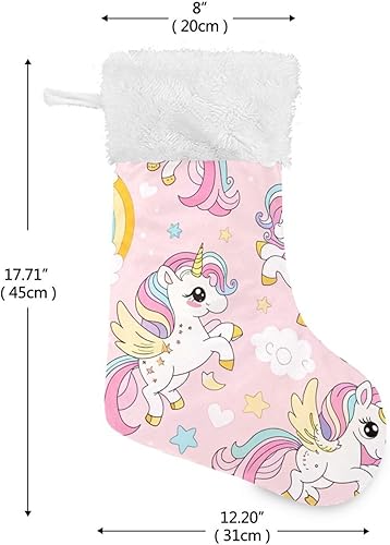Miniatura 2 de Kigai 1 calcetín de Navidad lindos unicornios grandes y cálidos de 18 x 12 pulgadas, decoración de medias de Navidad colgantes para la familia,