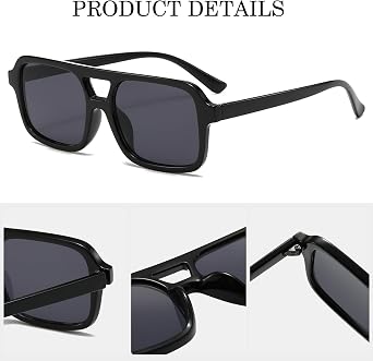 Retro Square Sunglasses for Women Men 70s Tinted Pilot Rectangle Sun Glasses Trendy Classic Shades Eyewear