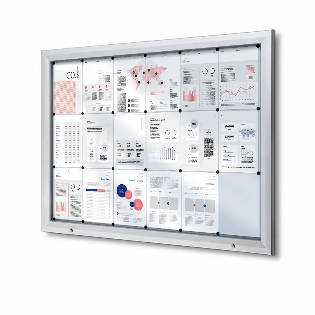 Danieli | Bacheca Certificata per Esterno IP56, Vetro di Sicurezza, Ermetica | Bacheca in Alluminio, Magnetica da Esterno 150x100 con 2 Chiavi | Per Muri e Ringhiere (18xA4)