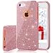 Milprox Slim 3 Layer Hybrid, Anti-Slick Shiny Glitter Bling Crystal Clear Case for iPhone 5/5s/SE - Rose gold