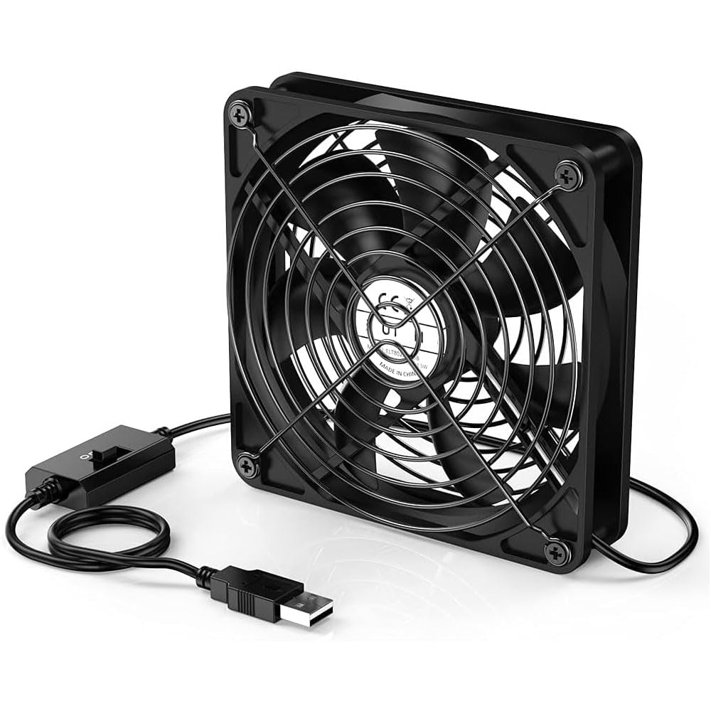 TERRIFI PC Fans 120mm 5V Cooling Fan 3-Degree Speed Switch Portable Home Office Fans Metal USB Powered Cooling Fan for Laptop/TV Box/AV cabint/PS4/Router (120 mm)