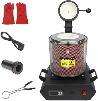 1800w Casting Furnace,smelting Copper Aluminum Gold Includes Crucible and Tongs,digital Electric Melting Furnace,refining Casting Furnace Red,with net,220V-GraphiteCrucible2kg