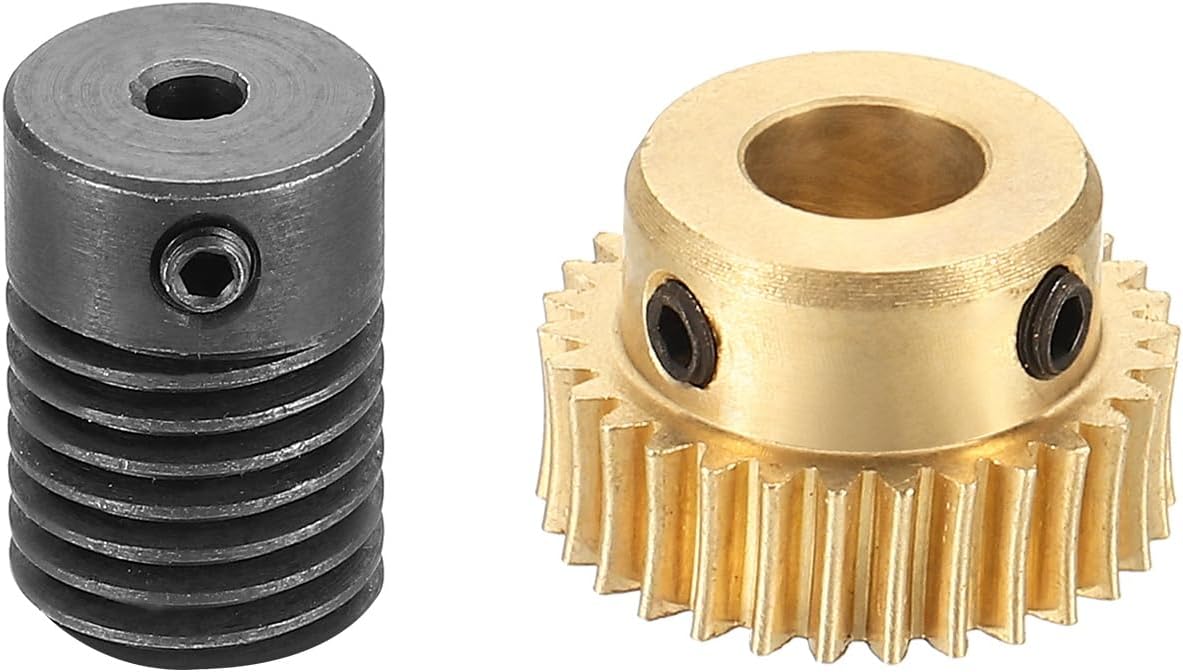 – sourcing map Worm Gear Set 30T 0.5 Module 1:30 Reduction Rate, Right Rotation Drive Gear Box Wheel Reduce Transmission Part (Brass Gear-6mm Bore, 1045 Steel Rod 3mm Bore)