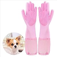 Vista 1 de Guantes de aseo para mascotas, guantes de limpieza, guantes de goma natural para lavar platos, de silicona de alta densidad, cepillo de frutas