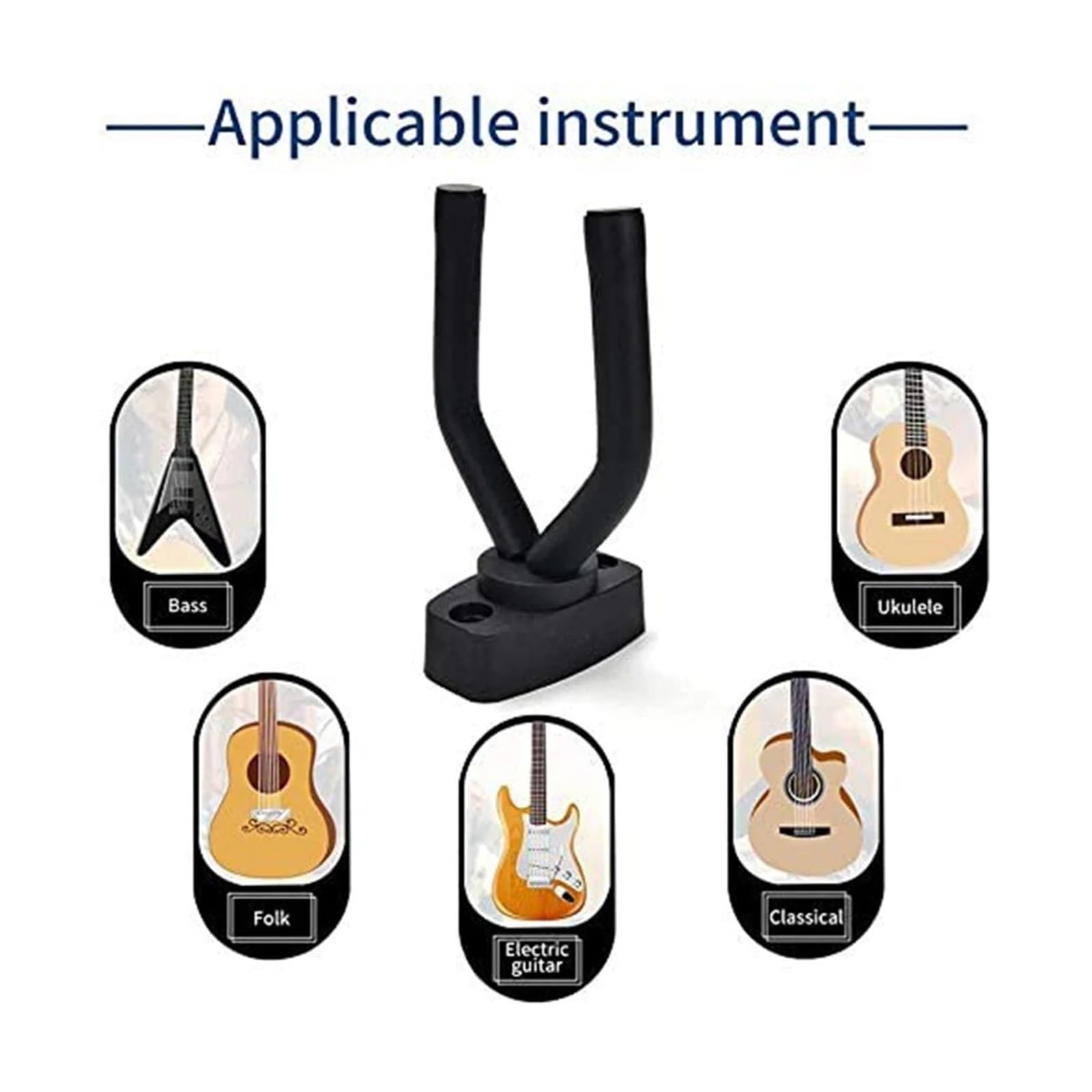 Porta Chitarra Supporto for Chitarra a Parete, Gancio Antiscivolo, Supporto for Chitarra Acustica, Ukulele, Violino, Basso, Parti di Chitarra, Accessori for Strumenti(5 PCS)