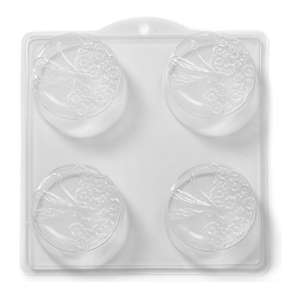 Moule savon libellule fleurs 4 cavités rondes pour bombe de bain fait maison