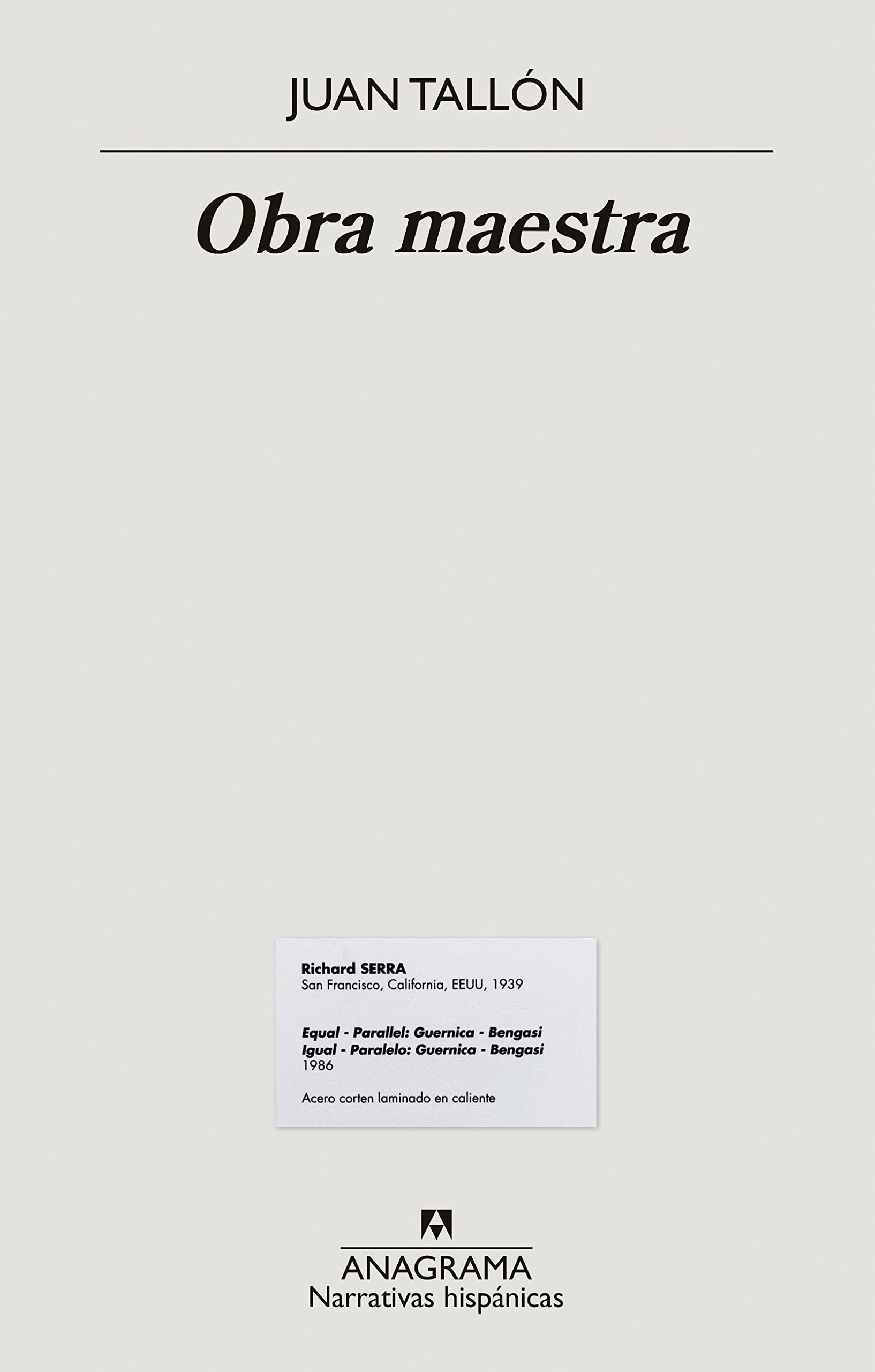 Livre Obra maestra Spanish Edition en langue espagnole roman original de Juan Tallón