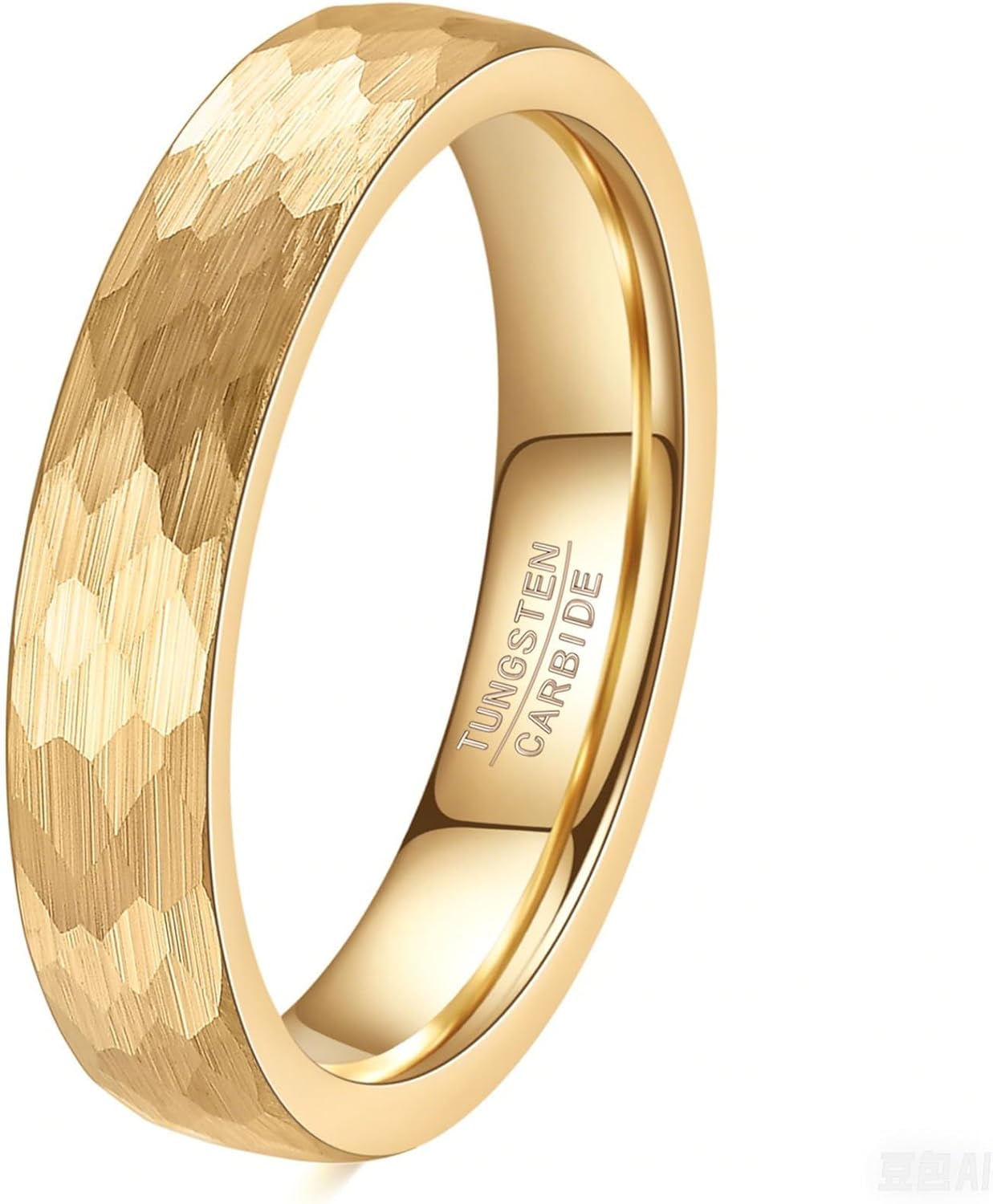 VQYSKO Hammered Tungsten Carbide Wedding Band Ring for Men Women