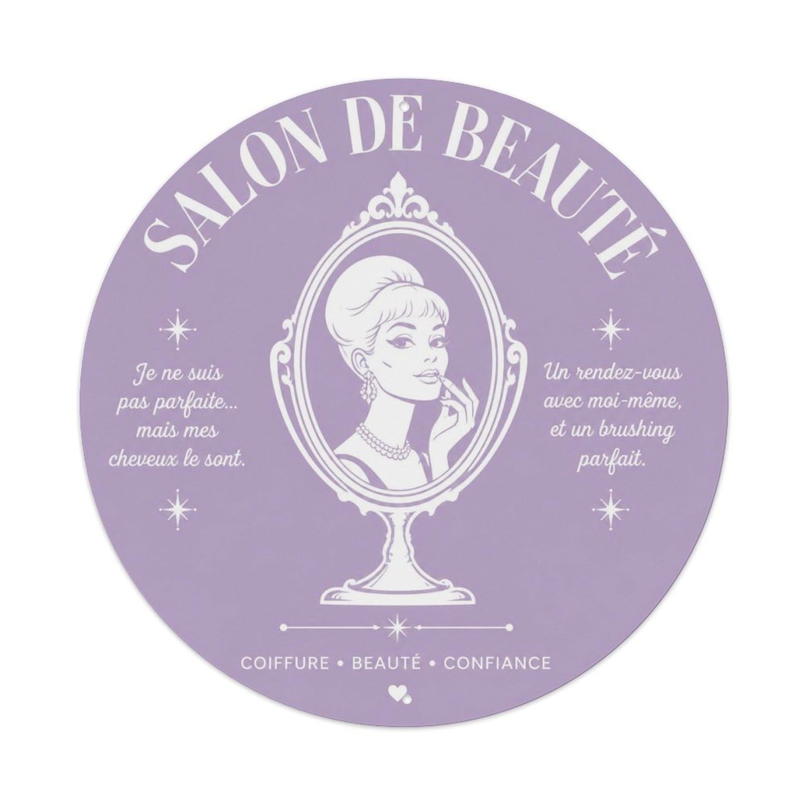 Olyhtr 8X8inch Classic Style Beauty Parlor Polite Warning French Bold Lettering Metal Tin Sign