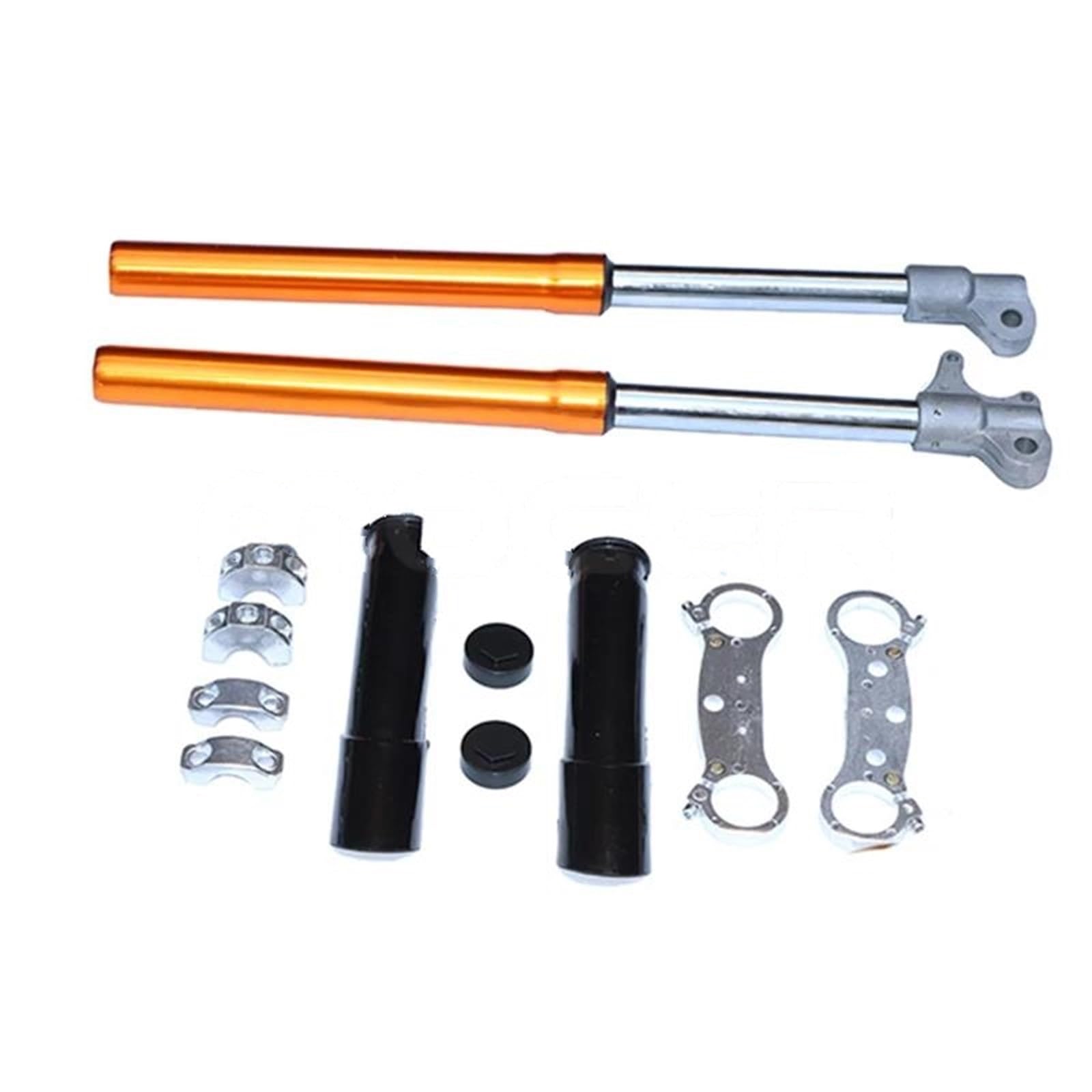 Amortisseur de Ressort Ensemble De Suspension D'amortisseur Inversé De Fourche Avant Pour 47cc 49cc Deux Temps Pour Mini Pièces Modification De Moto Tout-terrain(Orange)