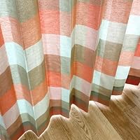 Amazon｜curtain Rainbow遮光裏地付リネン調ナチュラルチェック