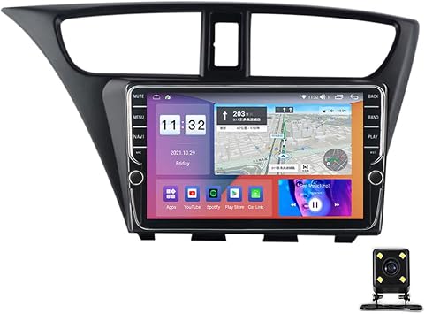 Car Audio Stereo System, 9 Inch Double Din Touchscreen Car Stereo for Honda Civic Hatchback 2012-2017 with Backup Camera/GPS Navigation/Carplay/DSP/FM Radio Receiver