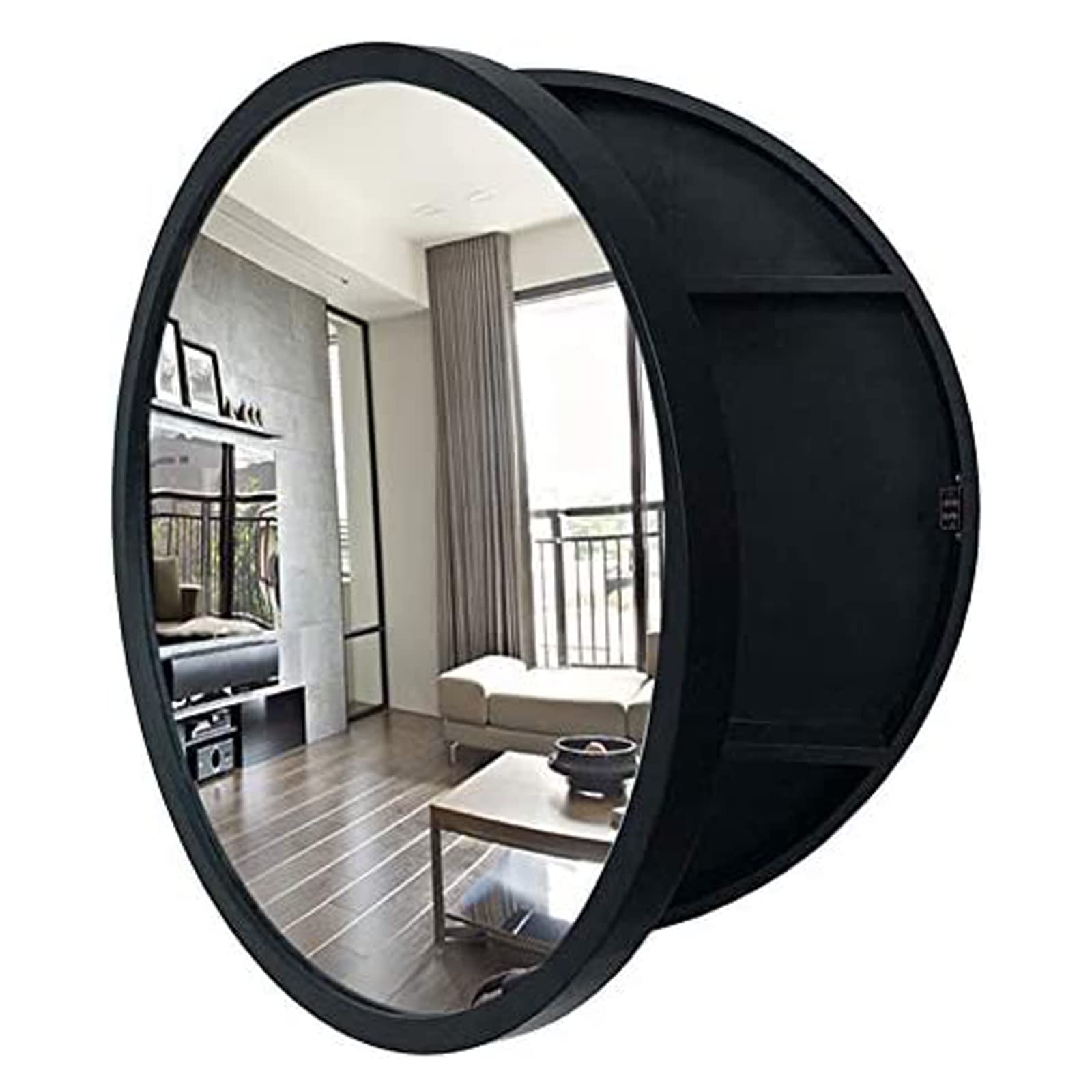 FGXHHS Wall-Mounted Bathroom Storage Cabinet with Mirror, 3-Tier Shelves, Round Medicine Cupboard, Wooden Wall nizer for Space-Saving Solutions