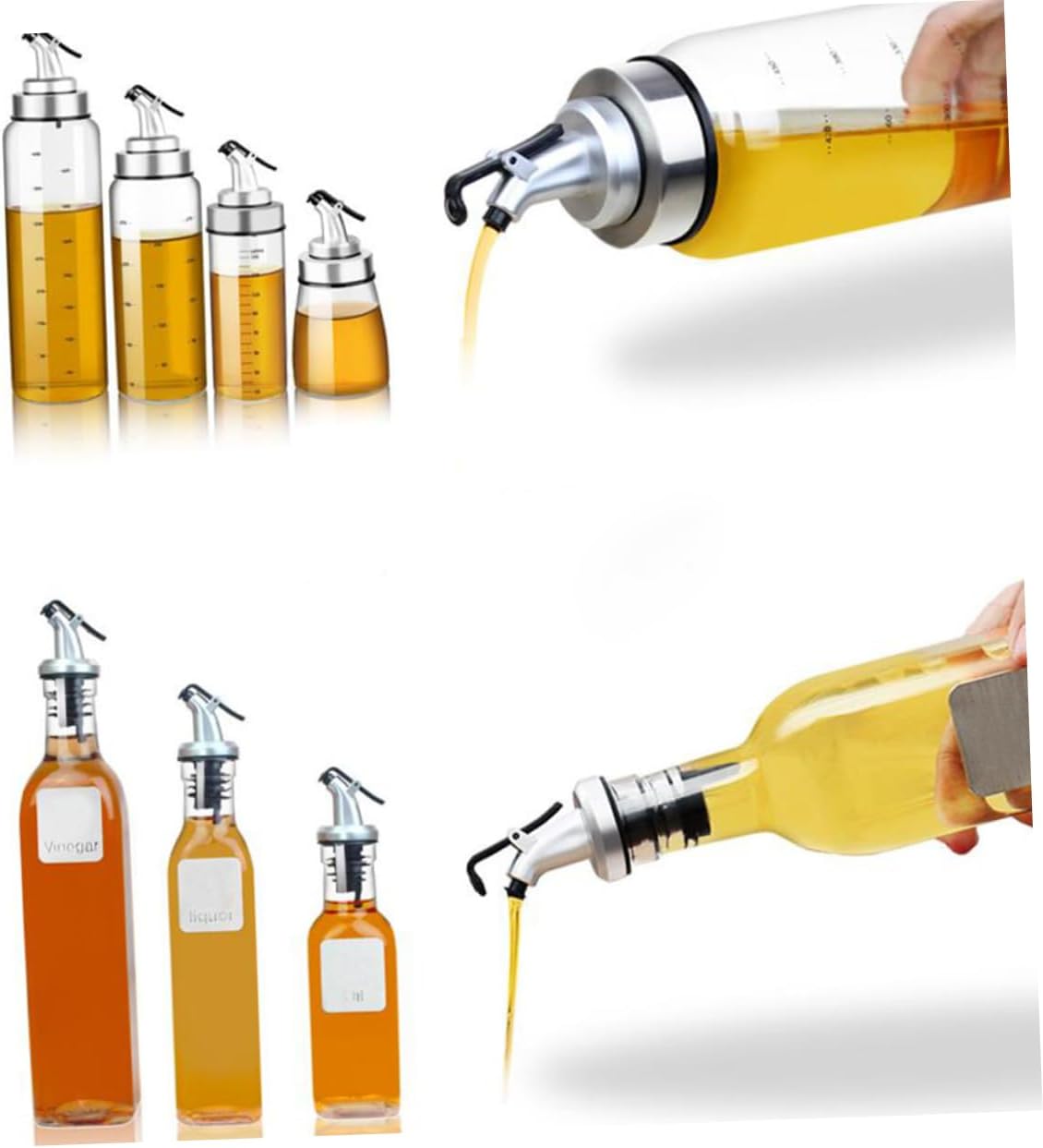 Zerodeko 10pcs Oil Pourer Spout Set Stainless Steel Wine Stopper Nozzle for Liquor and Sauce Leak-Proof Kitchen Accessories for Home Bar and Cooking