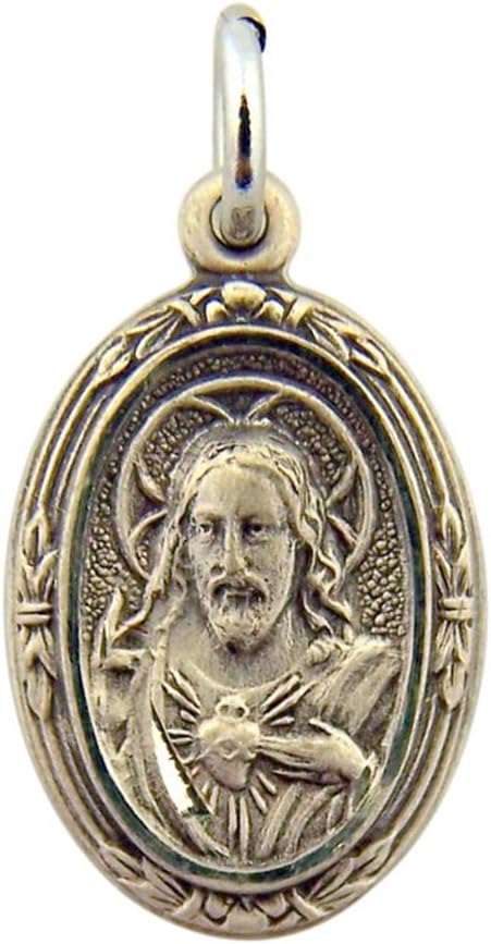 HMHInc Sterling Silver Scapular Medal with Our Lady of Mt Carmel, 3/4 Inch