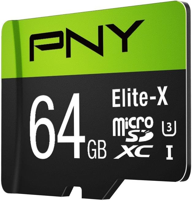 PNY Elite-X 64GB microSDXC Card with Adapter - UHS-I, U3 - up to 90MB/sec (P-SDU64U390EX-GE)