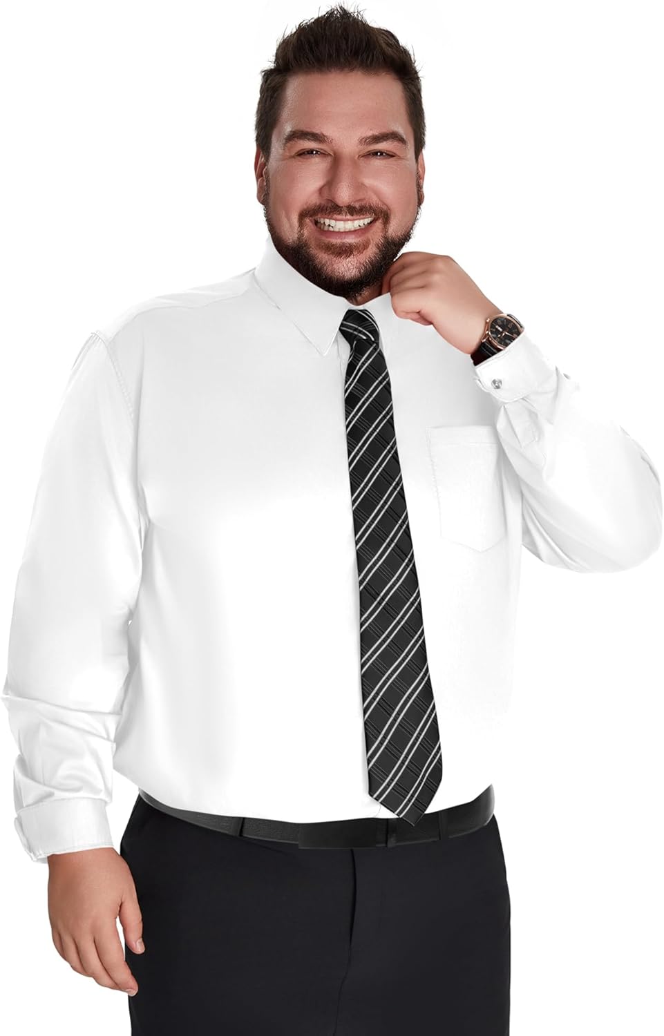 LETAOTAO Big and Tall Dress Shirts for Men Wrinkle Resistant Long Sleeve Button Down Shirt for Business & Formal Wear - Image 5