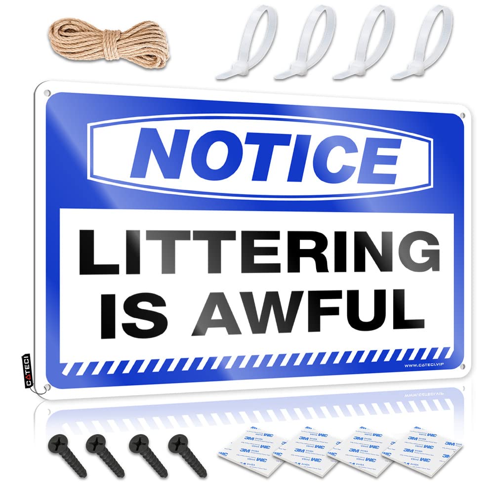 IBWNBBUSN Man Cave Tin Sign Notice Littering Is Awful Tin Sign Funny Desk Signs Tin Bar Signs(20X30CM)