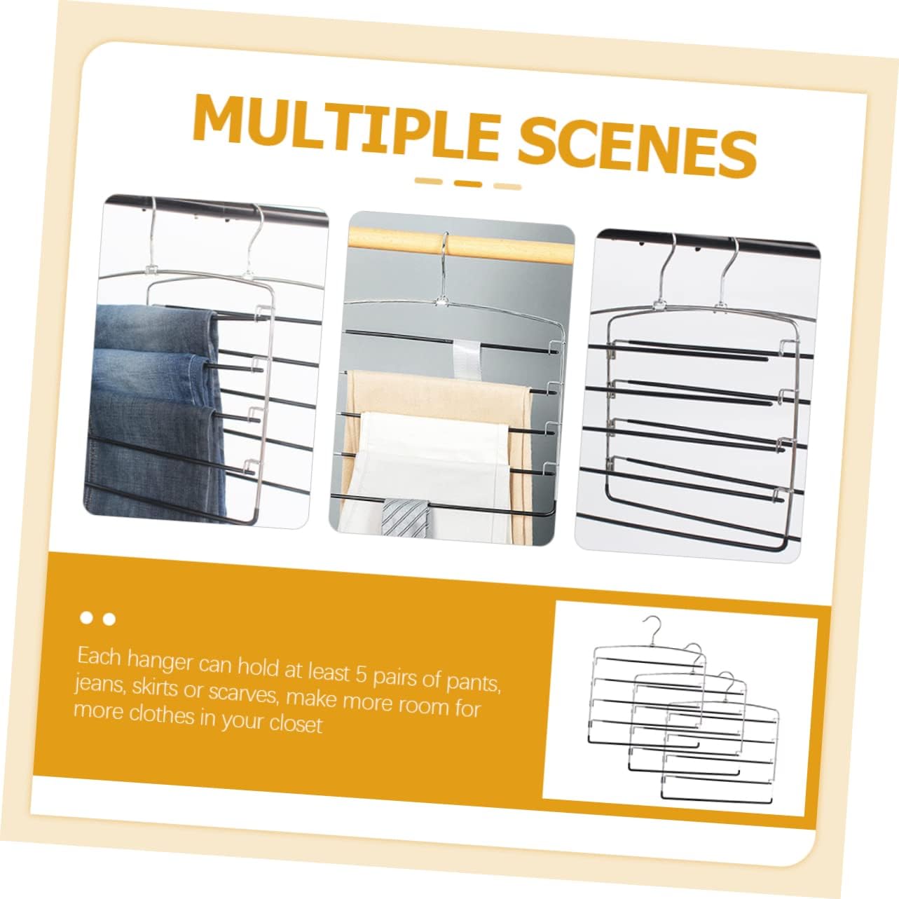 CHILDWEET 5-Tier Metal Pants Hangers Non-Slip Skirt Storage Rack Rotating Hook 3pcs Heavy Duty Closet Organizer for Jeans and Trousers