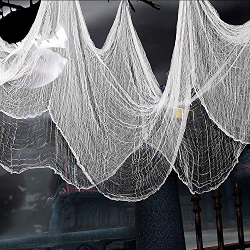 78Henstridge Halloween Deko Stoff Dekostoff Stoff Gruseliges Halloweenstoff Dekoration für Hallowmas Party Supplies Spukhäuser (Weiß) Cover