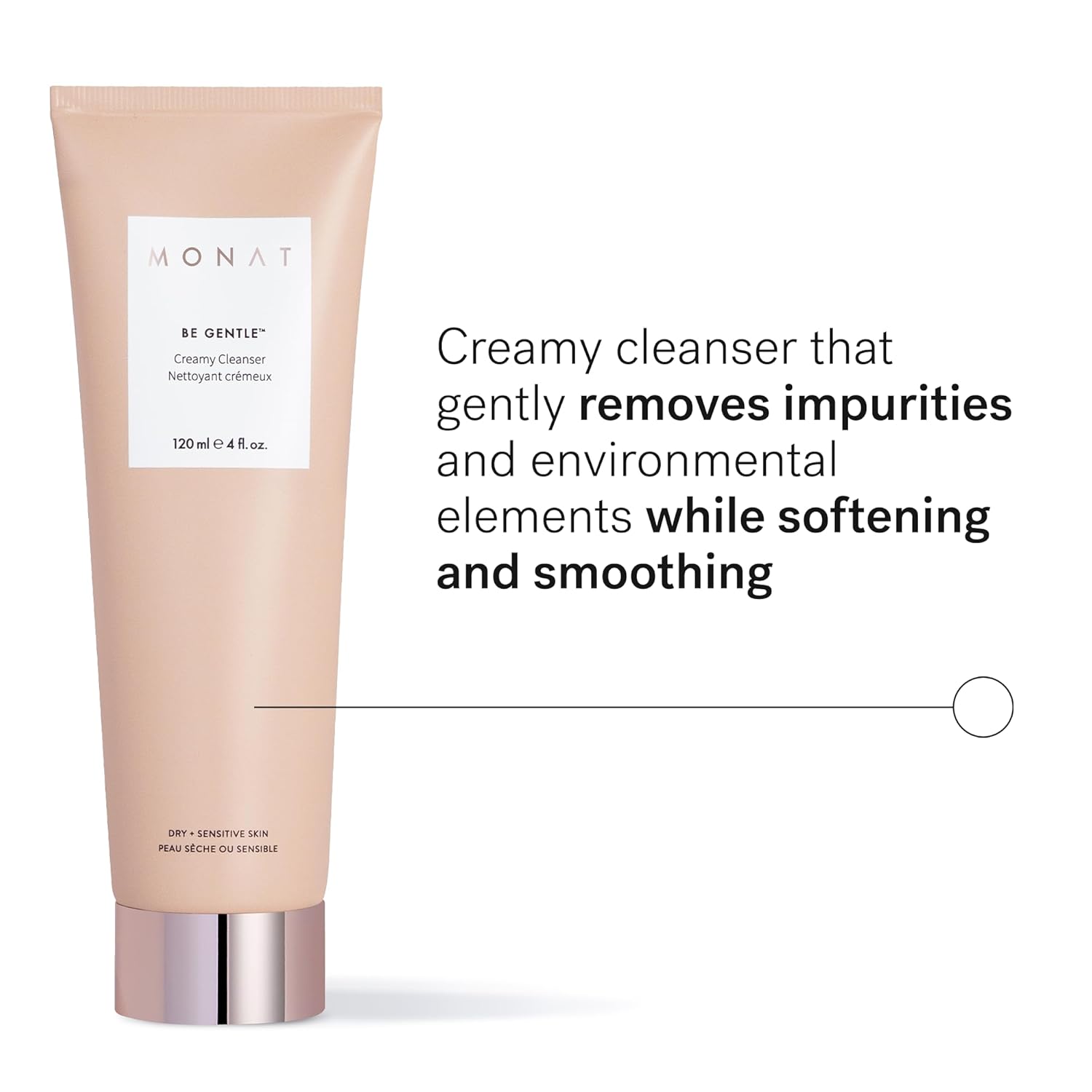 MONAT Be Gentle Creamy Cleanser -Gentle Facial Cleanser Cleanses Impurities w/out Stripping the Skin. Creamy Face Wash Gentle Cleanser. Face Moisturizer Hydrating Cleanser -Net Wt. 120 ml / 4.0 fl. oz