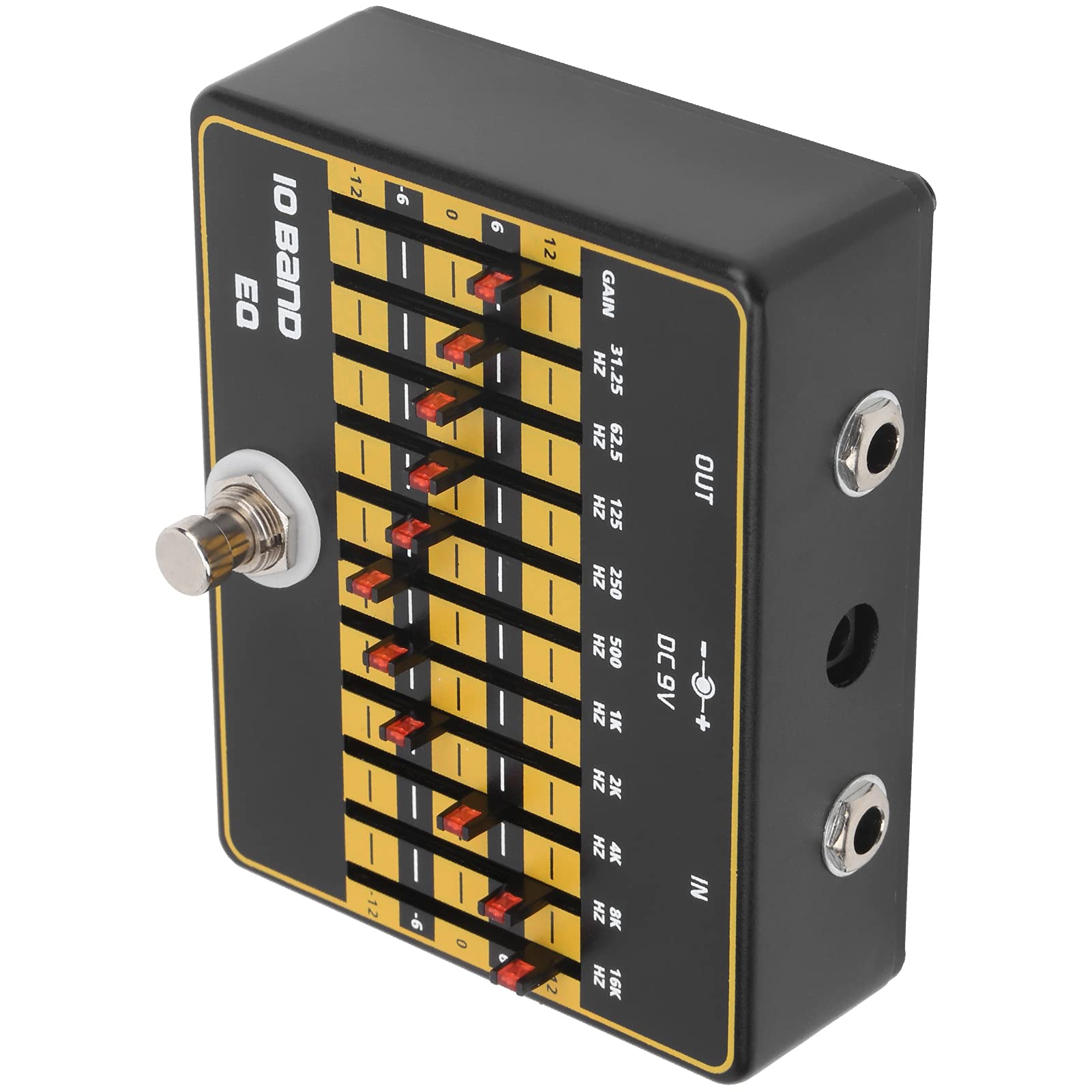 Tbest Pedal EQ de 10 Bandas para Guitarra - Pedal de Efectos de Ecualizador de Metal con True Bypass, de Frecuencia de 31,25 Hz-16 KHz, Controles Deslizantes para Personalización de Sonido de Guitarra