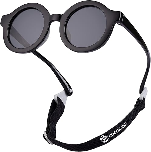 COCOSAND Baby Sunglasses with Strap, Polarized UV Protection for 0-24 Months Tod