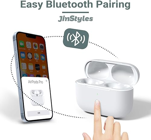 Miniatura 5 de Jinstyles Funda de carga inalámbrica compatible con AirPods Pro de 2ª y 1ª – AirPods Pro de 1ª y 2ª generación de repuesto con botón de