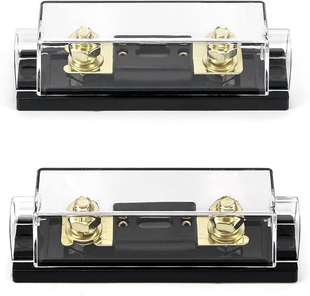 QWORK 2 Pack ANL Fuse Holder 0/2/4 Gauge with 150Amp ANL Fuse for Car Audio/Alarm/Amplifier
