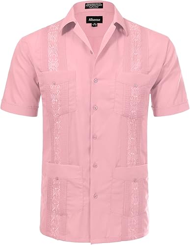 Miniatura 8 de Allsense Camisas de guayabera cubana de manga corta para hombre
