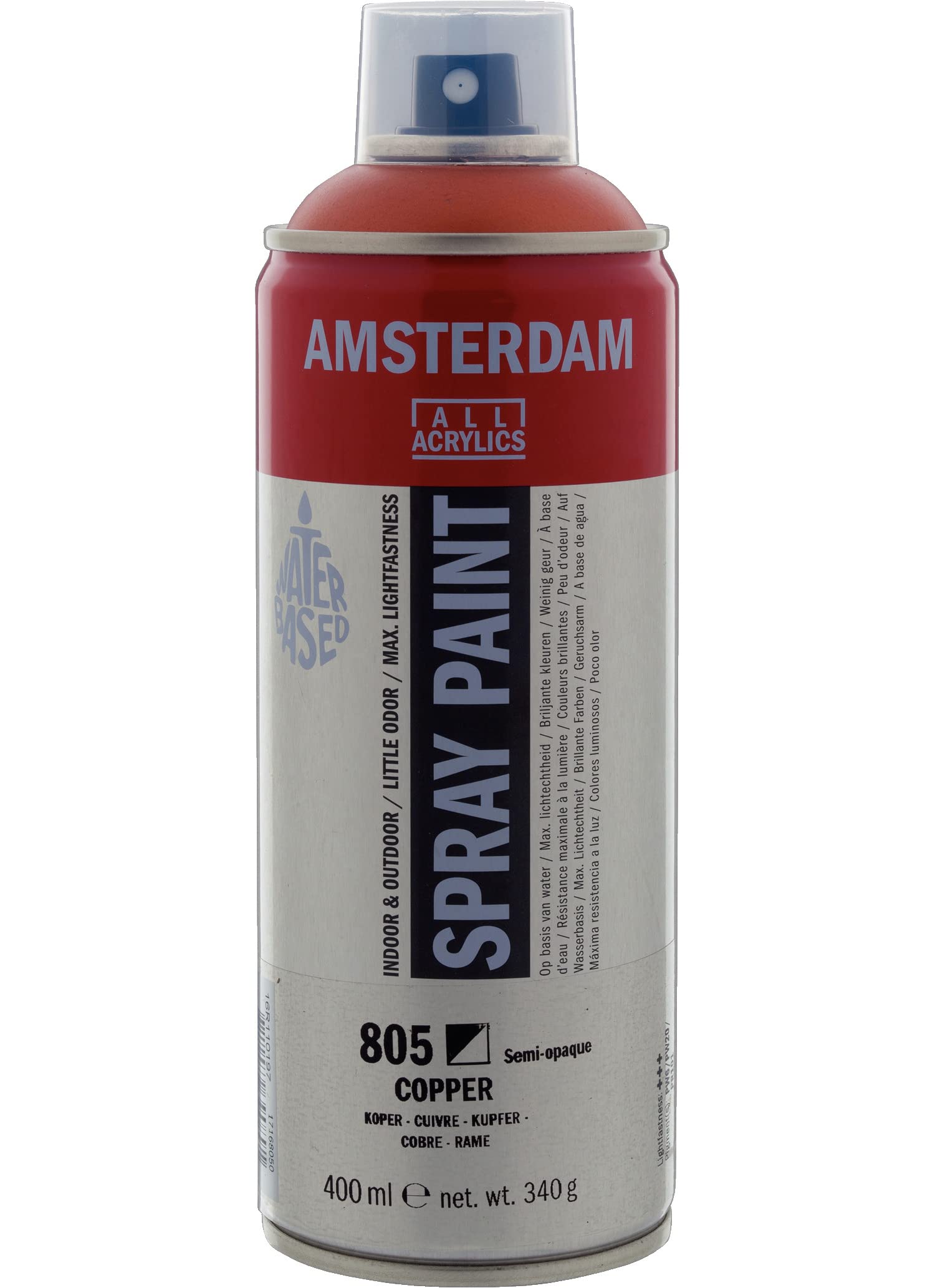 Amsterdam Spray Paint - 400 ml - Copper 805 - Water-Based - Semi-Opaque - High Lightfastness - Low Odor - Ideal for Studio Use - Compatible with Multiple Surfaces
